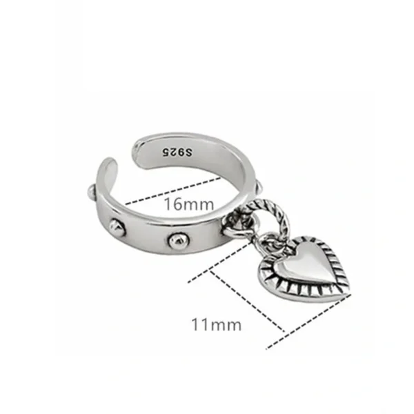 Anello Argento Vintage con Cuore Pendente