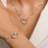 Set Collana e Bracciale con Pendente a Cuore silver